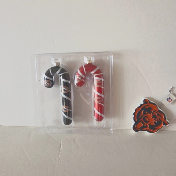 Chicago Bears Football Christmas Candy Cane and Logo Ornament - Picture 1 of 7